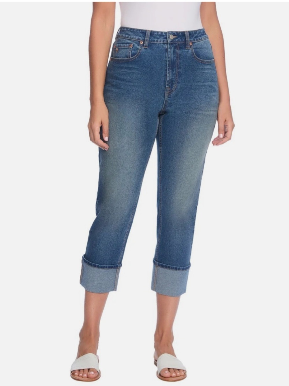 Frye Womens Cropped Cuff Denim Jeans